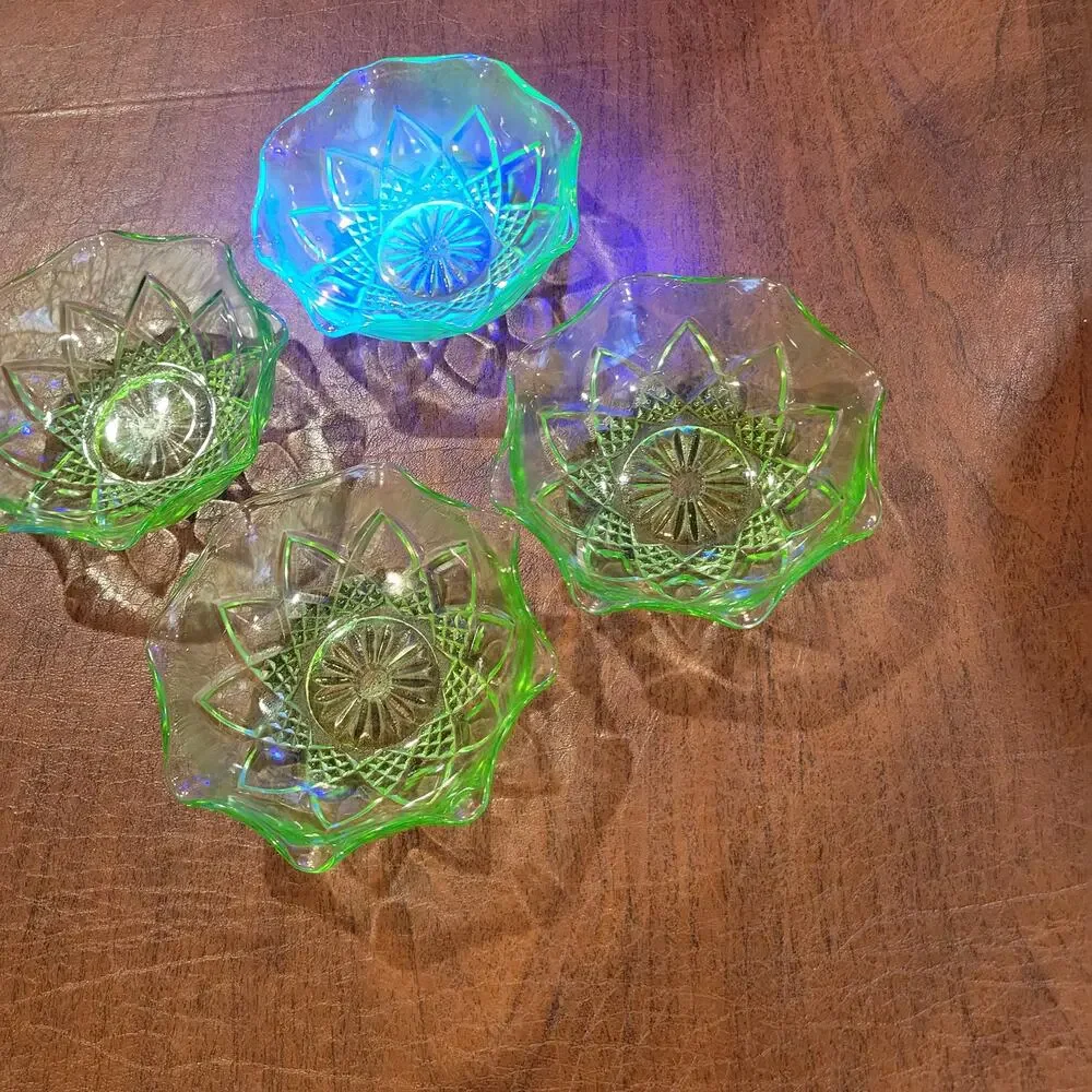 Vintage Hazel Atlas Green Uranium Glass 4.5
